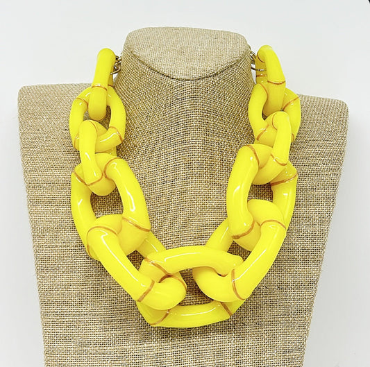 "The Michelle" - Bamboo Link Necklace - Yellow